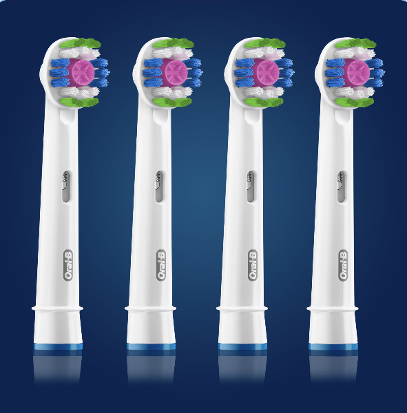 Накрайник за електрическа четка Oral-B Cross Action EB50, 3D White, 4 бр