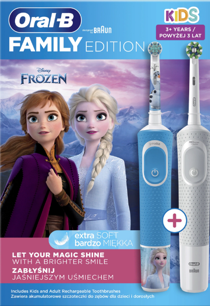 Електрическа четка за зъби Oral-B Vitality Pro D103+Kids D100 3+, Frozen, Сив и Син