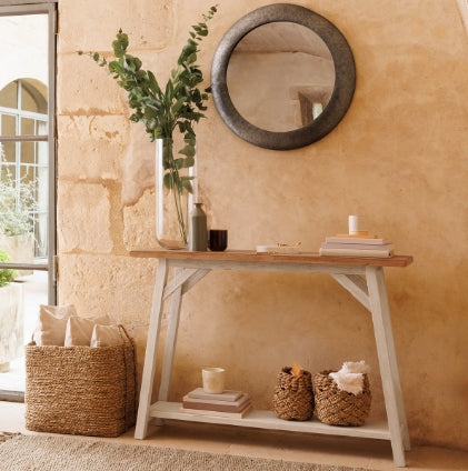 Конзолна маса atmosphera Olbia, 120 cm, MDF, Акация, Бял