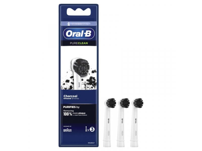 Накрайник за ел. четки за зъби, Oral-B Pure Clean Charcoal, За избелване на зъби, 3 бр.