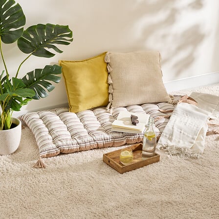 Матрак за под atmosphera Groove, Райе, Лен, Бежов, 60×120 cm