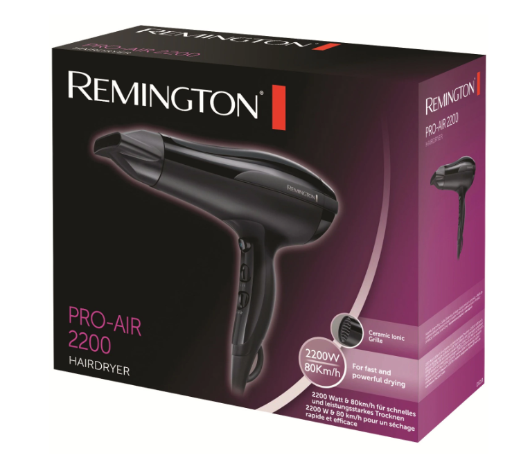 Hair Dryer Remington D5210, 2200 W, 2 Speeds, Concentrator, Black