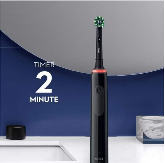 Electric toothbrush Oral-B Pro 3 3500 Cross Action, 3D cleaning, 3 programs, 2 heads included, Travel kit, Black