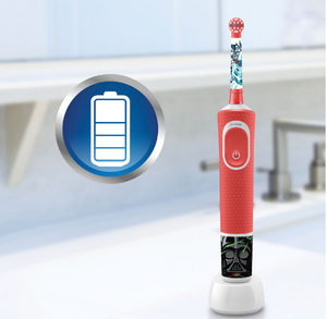 Oral-B Vitality Star Wars electric toothbrush, For children, 7600 oscillations/min, 2D cleaning, 2 programs, 1 nozzle, 4 stickers included, Travel set, Red