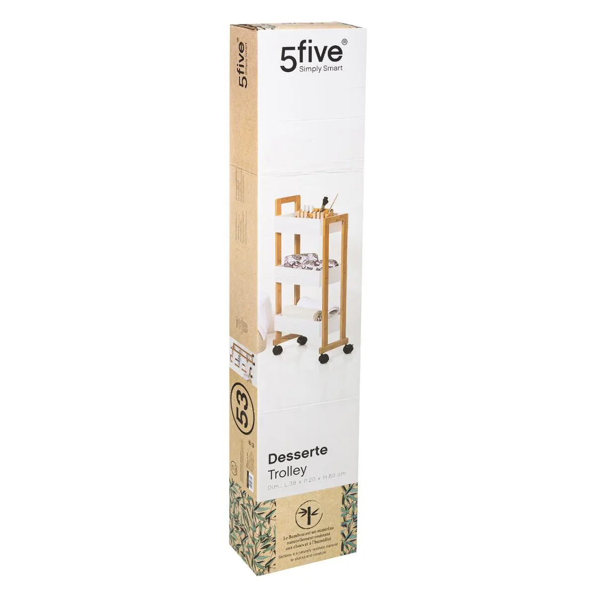 Етажерка на колела 5five Natureo, Бял, 3 нива
