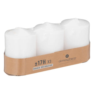 Комплект свещи без аромат atmosphera Many, 3 Броя, Votive, 5x7.5 см, Бели