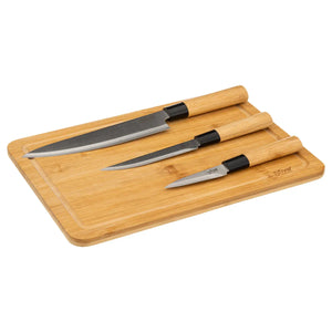 Set of 3 knives and board 5Five, Bamboo, 40x25 cm