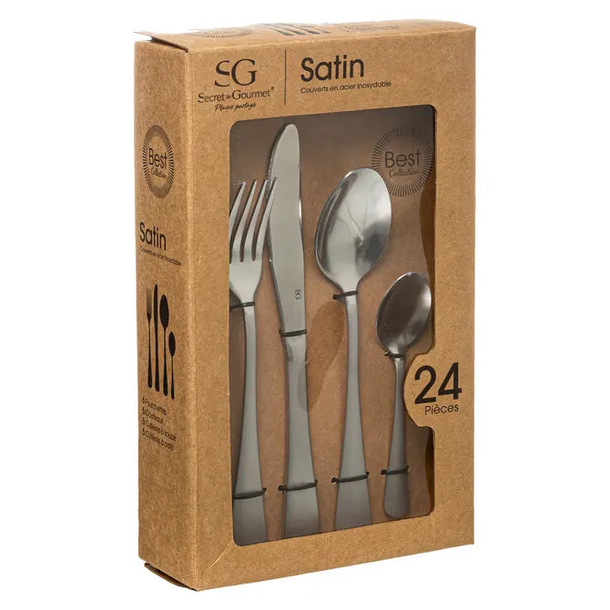 Комплект прибори Secret de Gourmet Satin, Инокс, 24 части