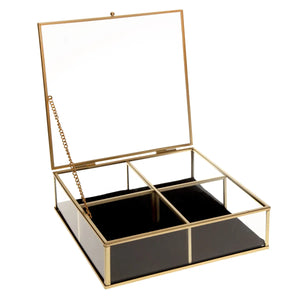 Кутия за съхранение на бижута atmosphera Victoria, 20cm, Велур/Стъкло