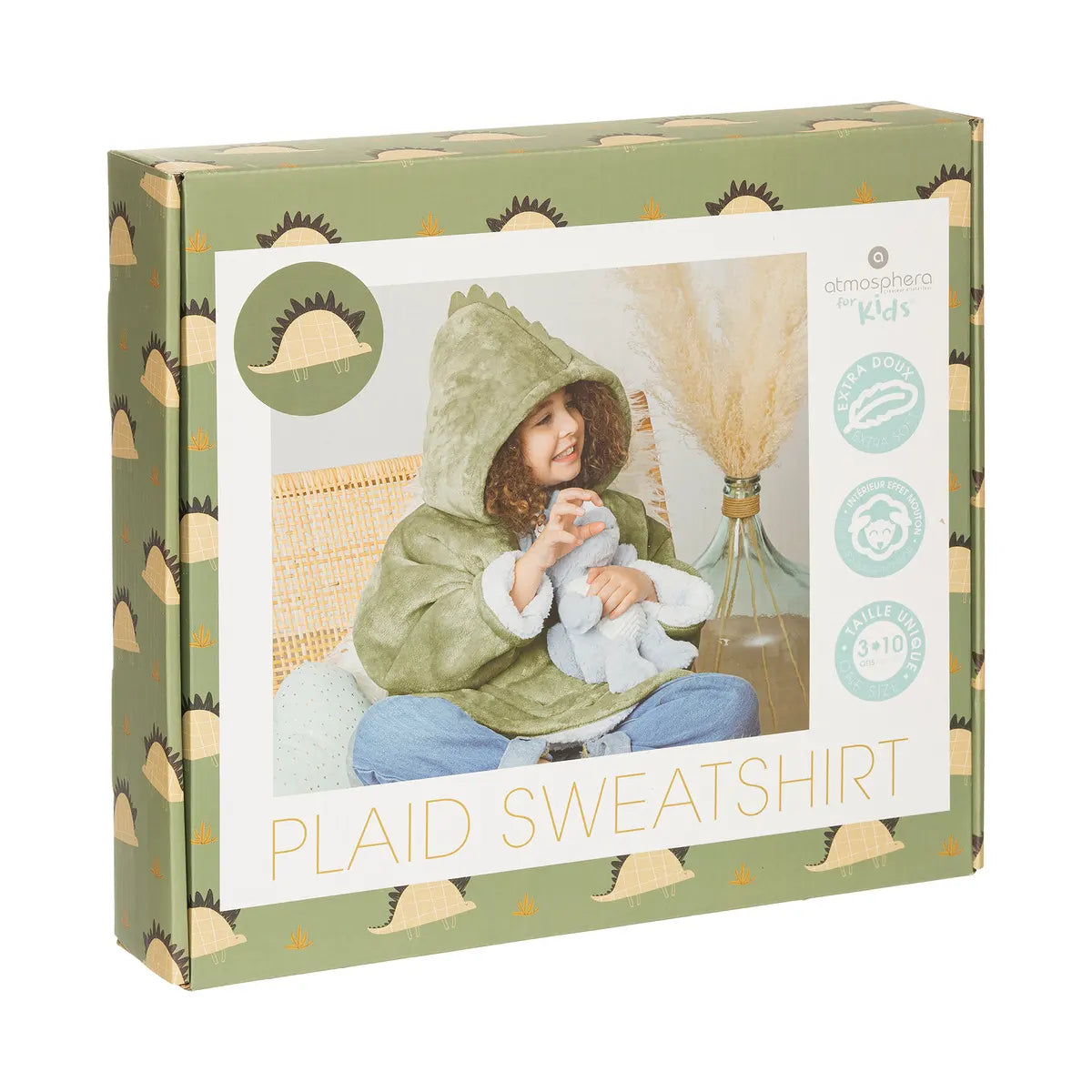 Детско одеяло с качулка atmosphera Dino, Зелен