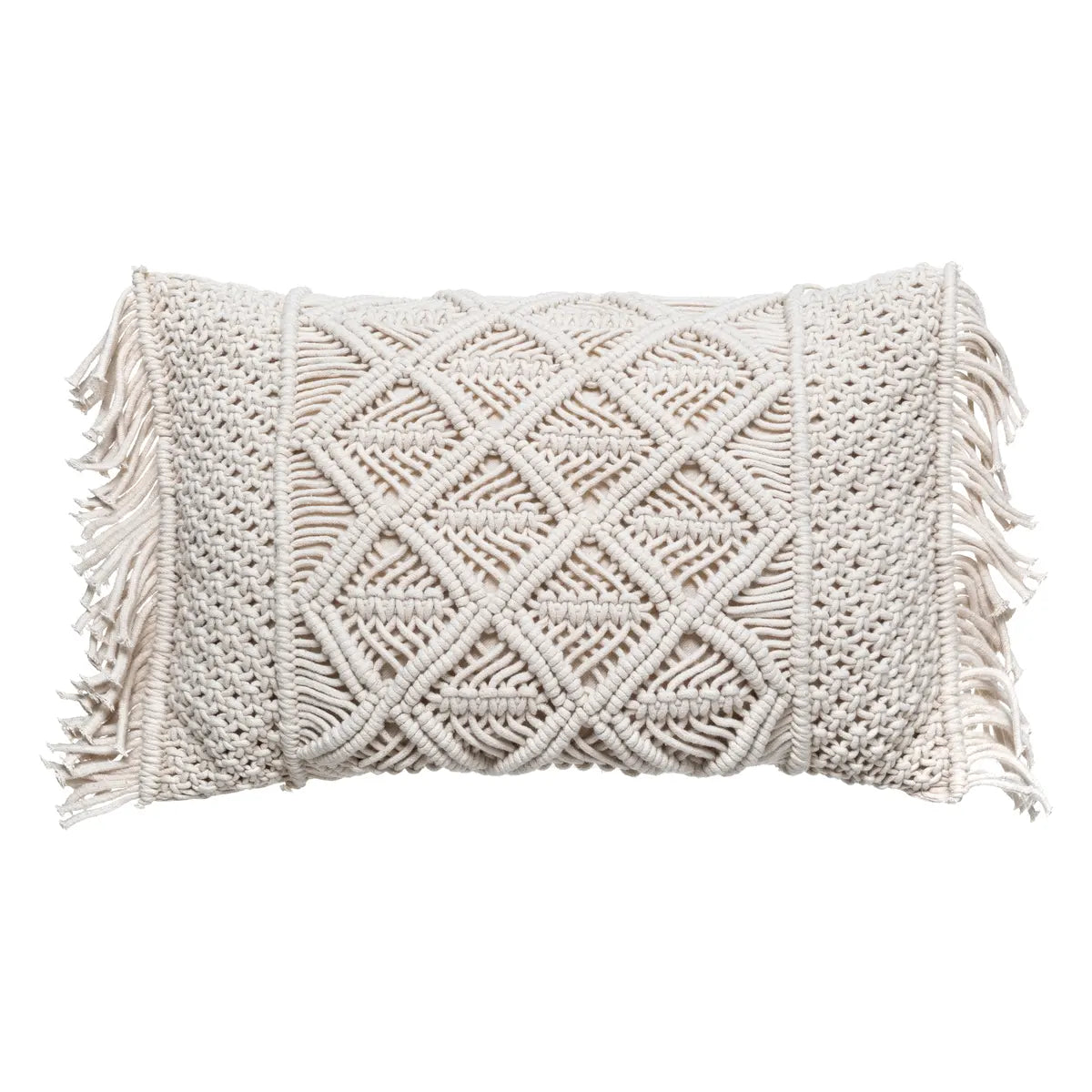 Декоративна възглавница atmosphera Macrame, 30x50 cm, Слонова кост