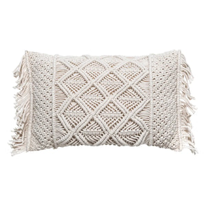 Декоративна възглавница atmosphera Macrame, 30x50 cm, Слонова кост