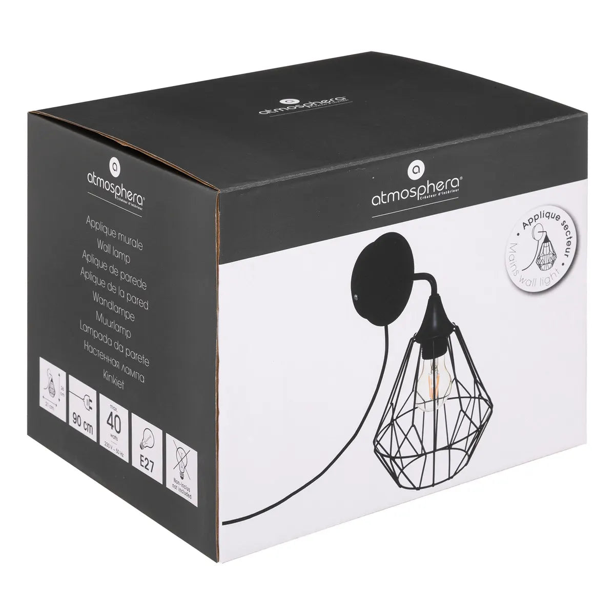 Лампа за стена atmosphera Flave, 19 cm, Метал, Черен