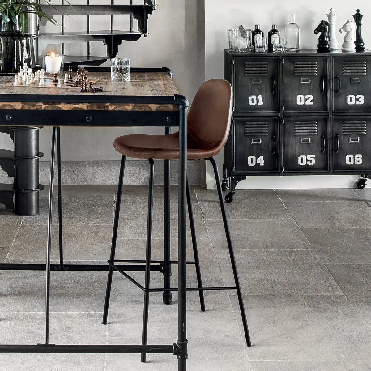 Bar stool Valdi, Brown