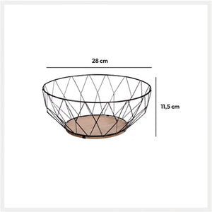 Fruit bowl 5five Daimond, Metal+MDF, 28x11.5 cm, black