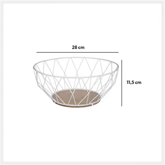 Fruit bowl 5five Daimond, Metal+MDF, 28x11.5 cm, white