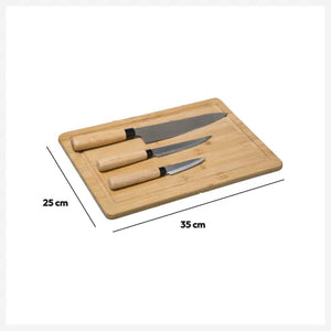 Set of 3 knives and board 5Five, Bamboo, 40x25 cm