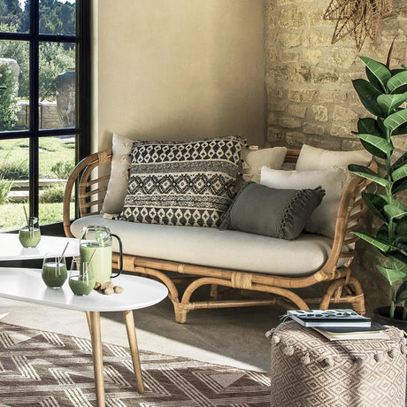 Двуместен диван atmosphera Farah, Ратан, Бял, 152x80,5x75 cm