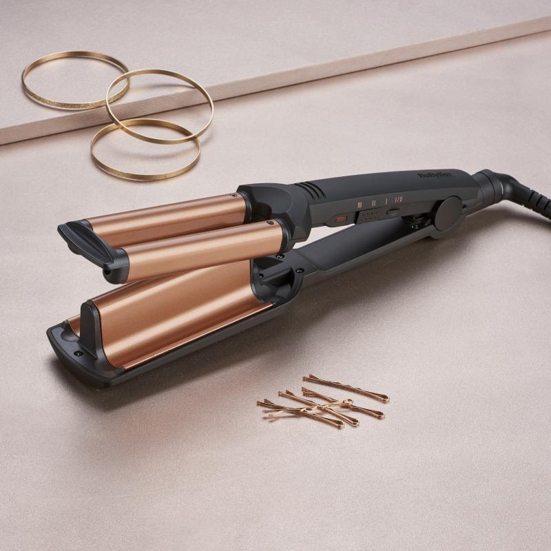 Керамична маша BaByliss W2447E Deep Waver Touralin, Златен/Черен