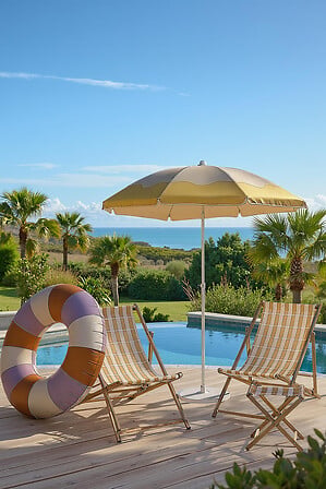 Шезлонг atmosphera Poolside, Дърво и жълт текстил, 87 cm