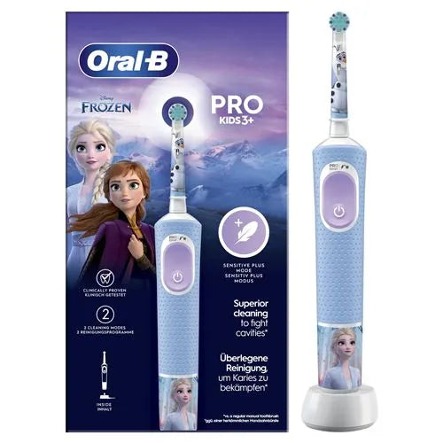 Children's electric toothbrush Oral-B Pro Kids Frozen, 2D cleaning, 2 programs, 1 nozzle, 4 stickers, For 3+ years, Blue