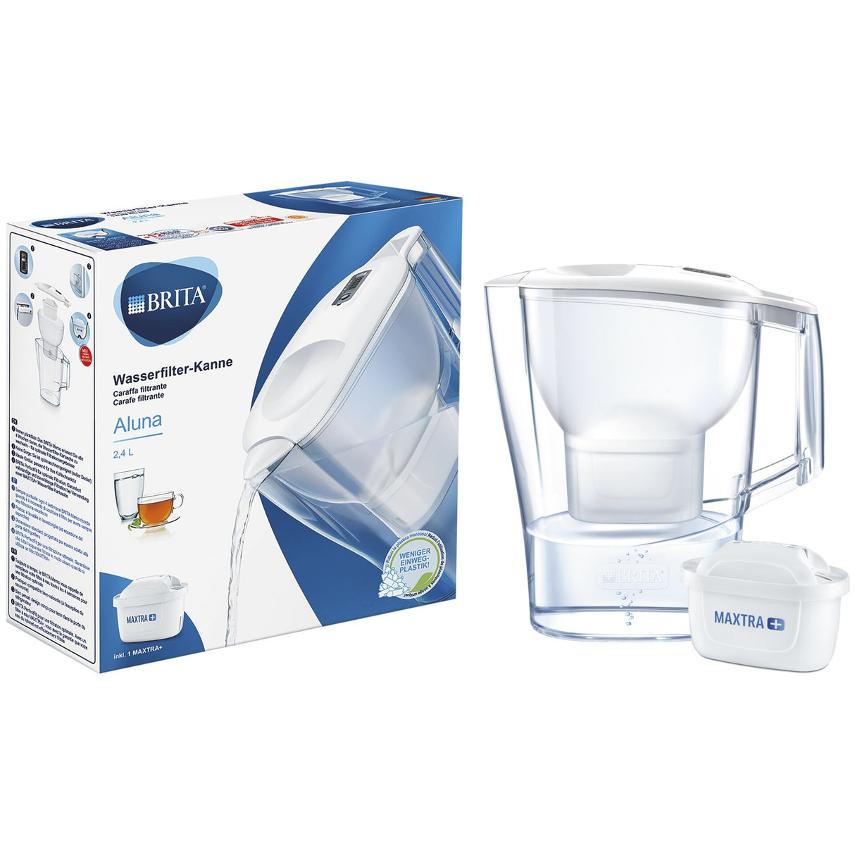 Филтърна кана Brita Aluna + филтър Maxtra Pro,  2,4 L, Бял