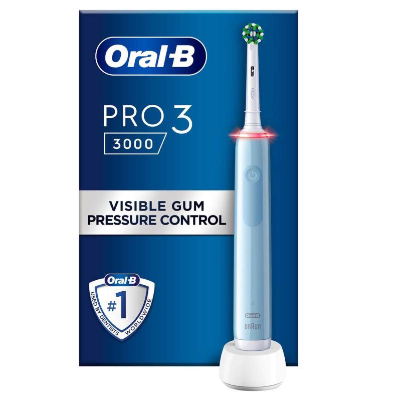 Electric toothbrush Oral-B Pro 3 Cross Action, 3D cleaning, 3 programs, 1 nozzle, Blue