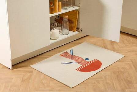 Non slip kitchen rug Nippo 60 x 90 cm white