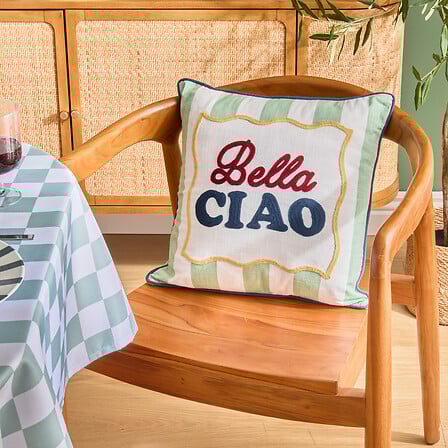 Декоративна възглавница atmosphera Della, Райе, Селадон, 40×40 cm