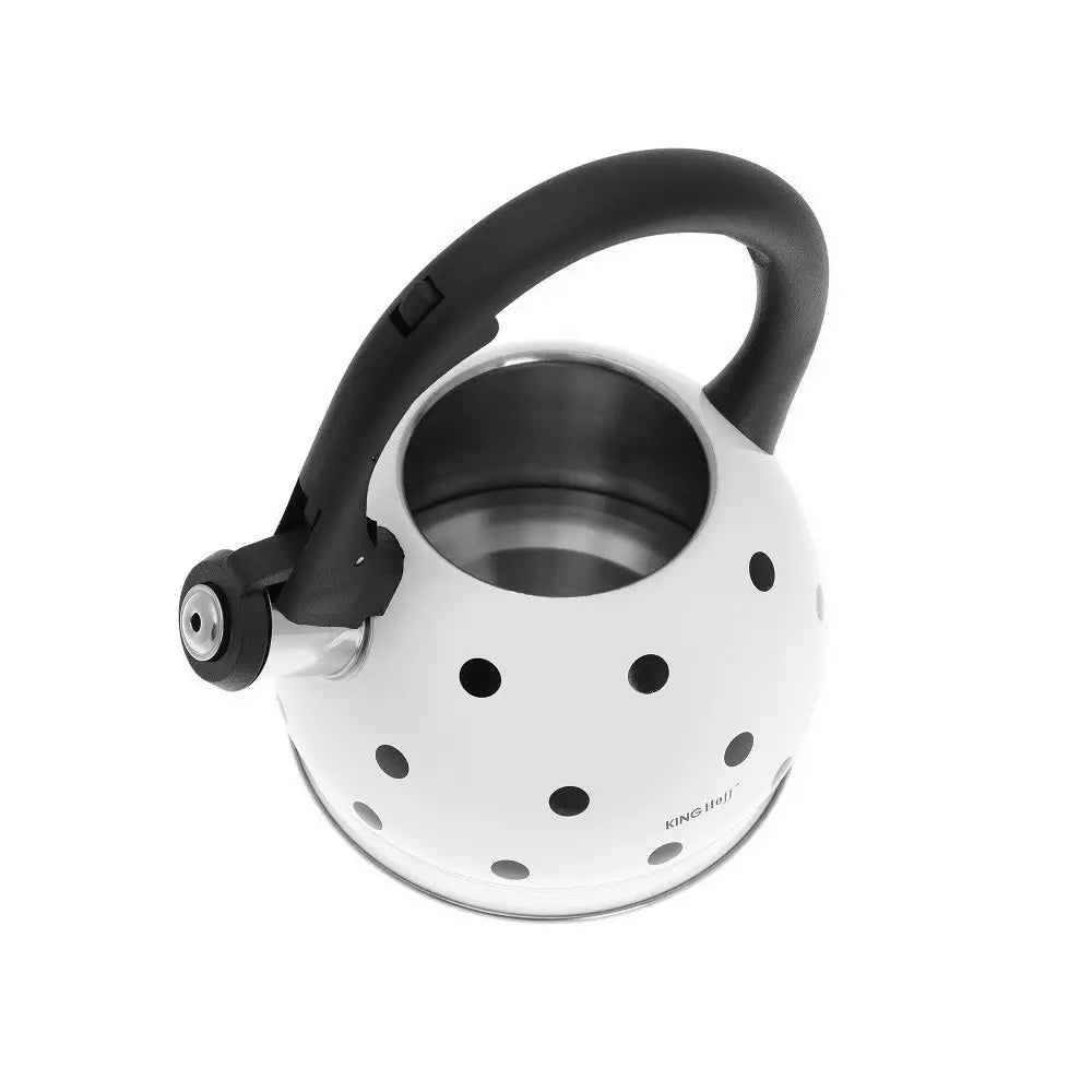 Whistling kettle KingHoff 1050, 2L, Heat-insulated handle, Induction, Inox, White/black