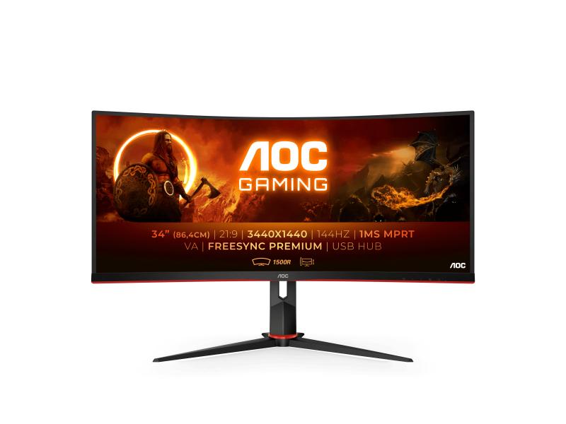 Монитор AOC CU34G2X/BK 0.232 мм, 178°/178°, VA, 34.0 ", 86.4 см, 3440x1440, 144.00 Hz, HDMI, DisplayPort