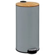 Кош за боклук 5five Modern Color, Метал и бамбук, Педал, 30L, Светлосив