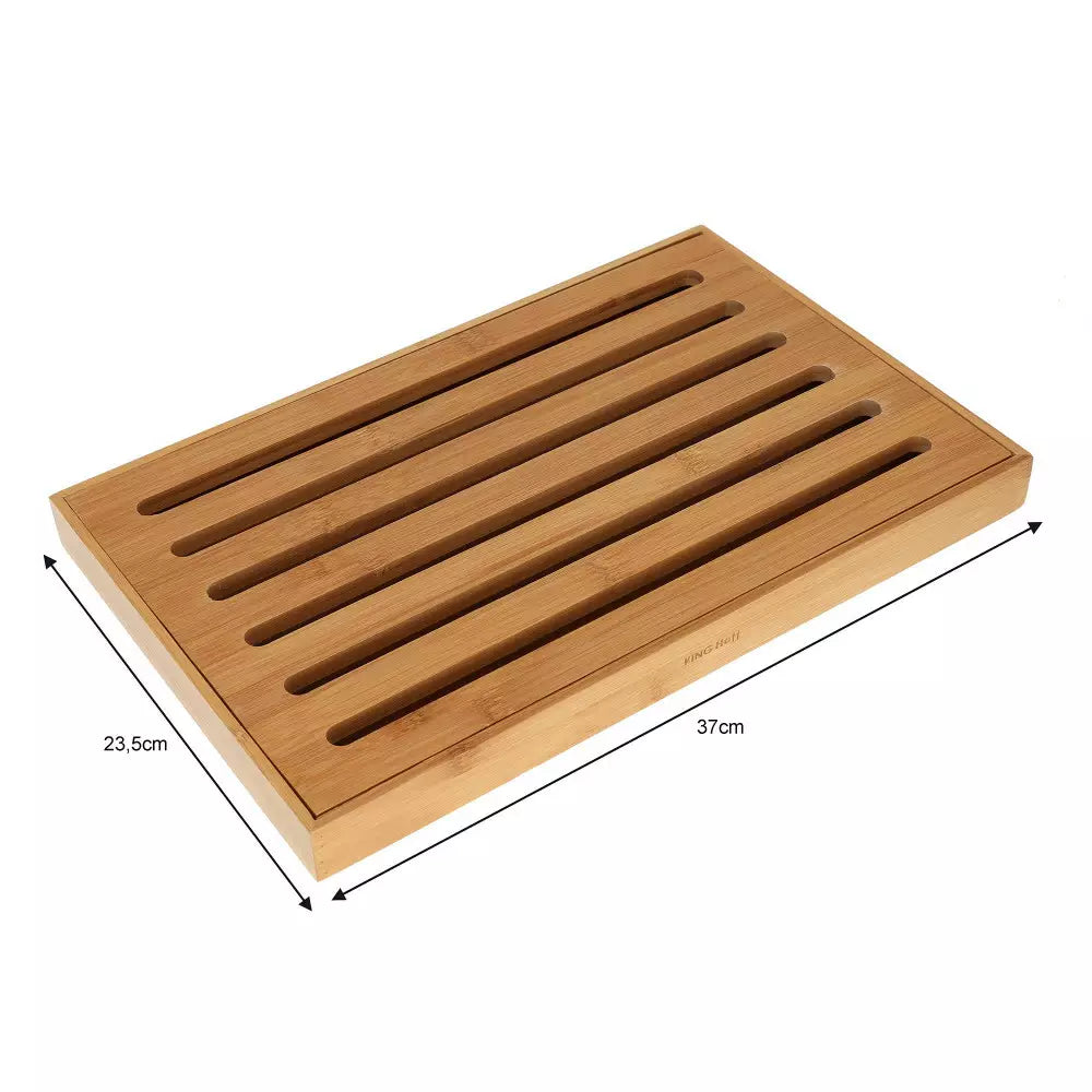 Kinghoff 1217 wooden cutting board, removable crumb tray