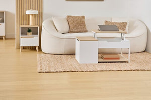 Кафе маса с повдигащ плот 5five Luma, Стомана, 90 cm, Бяла