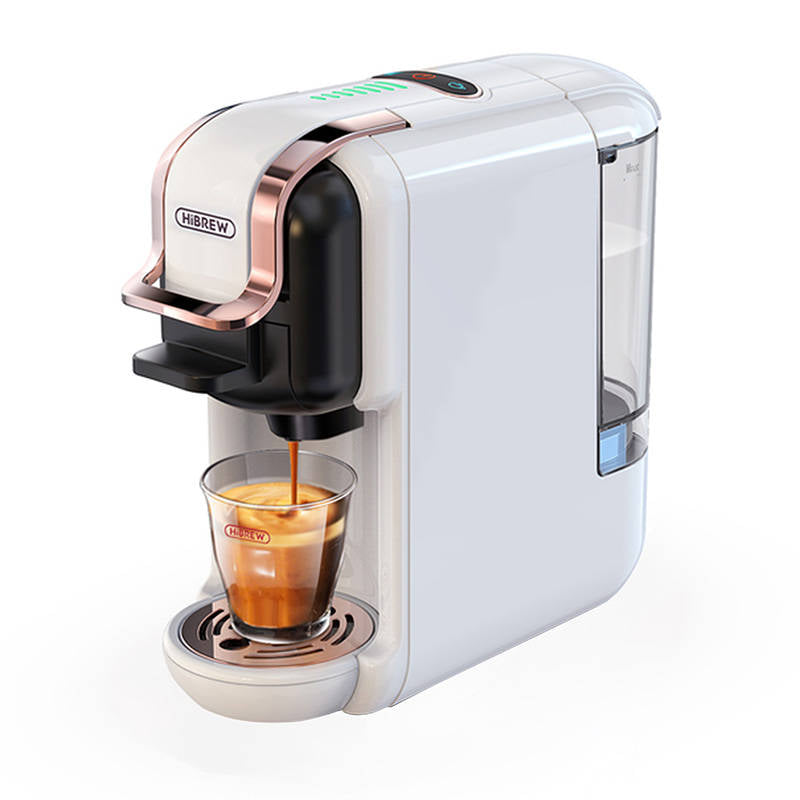 Мултифункционална 5 в 1 Еспресо Кафемашина Hibrew за мляно кафе, капсули Nespresso, Dolce Gusto, Lavazza, Ese pods, K-cup, 1450 w, 19 bar, Бял