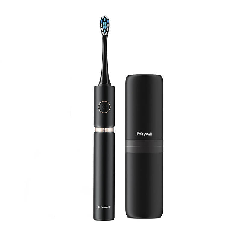 Ултразвукова четка за зъби FairyWill PRO FW-P11 Sonic Toothbrush с накрайници и калъф, Черен