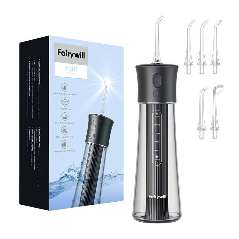 Зъбен душ FairyWill F30, 5 режима, 300ml, Черен