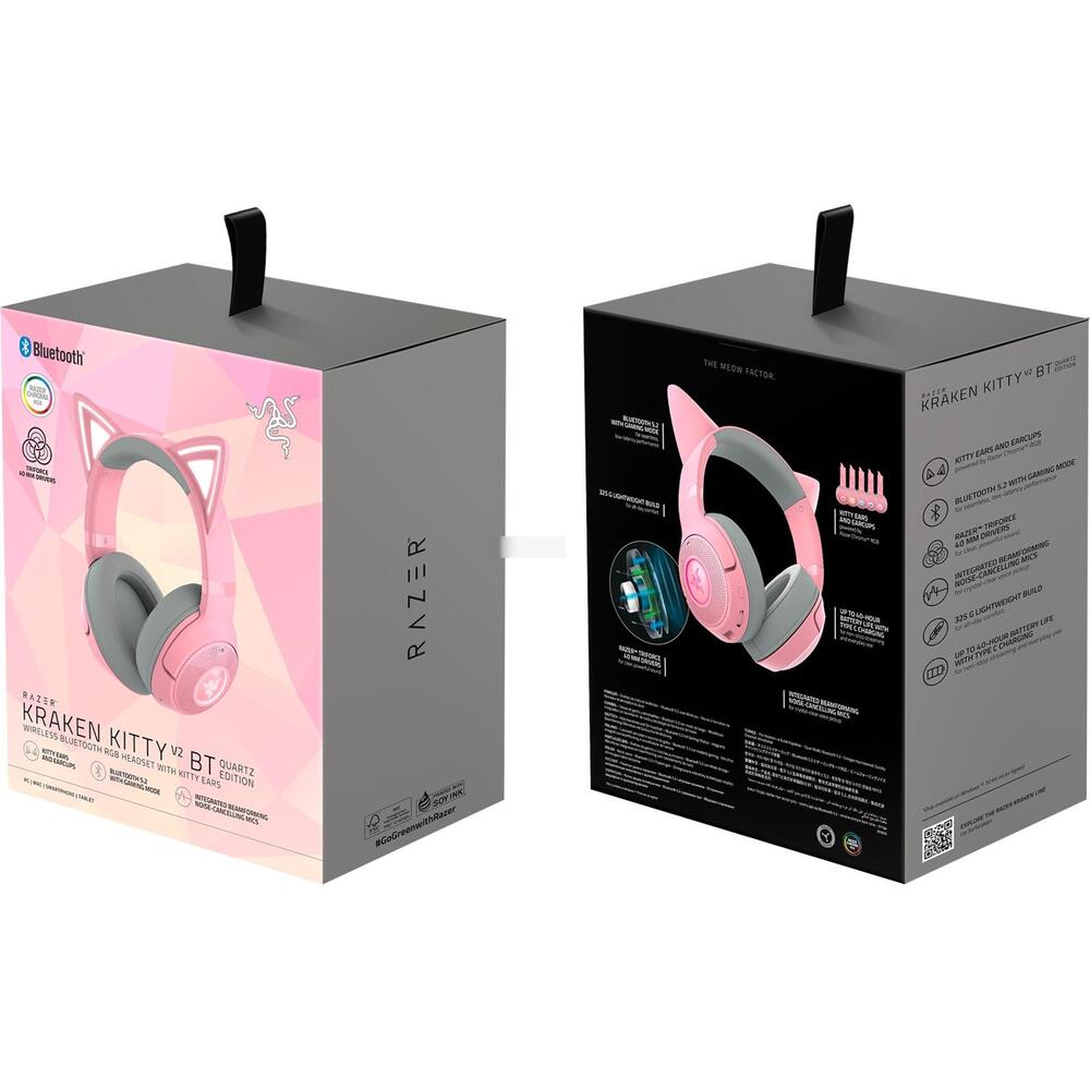 Razer Kraken Kitty V2 Gaming Headset (Bluetooth), Rose Quartz