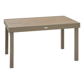 Piazza sliding extension extendable table 10 seats glass printed truffle coffee