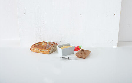 Купичка за масло с нож 5five Seramik, Грес, Бежова