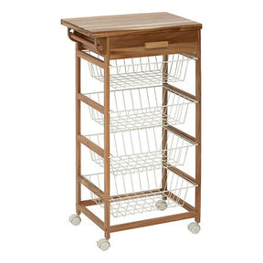 Кухненска количка 5five Acacia Cuisine, Акация и черен метал, 88.8 cm