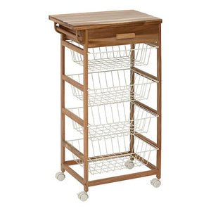 Кухненска количка 5five Acacia Cuisine, Акация и черен метал, 88.8 cm