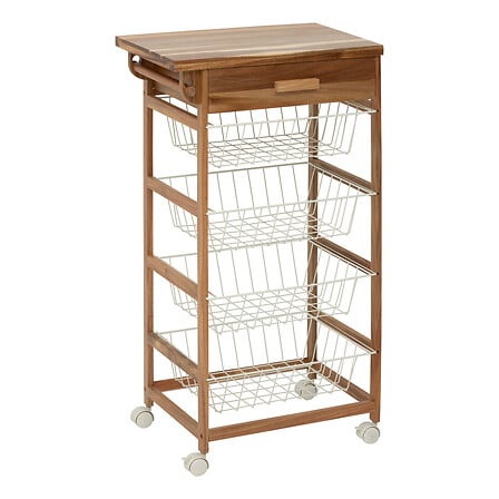 Кухненска количка 5five Acacia Cuisine, Акация и черен метал, 88.8 cm