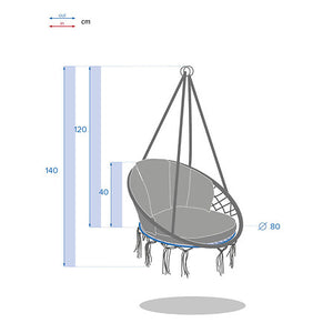Висящ стол с възглавница Hesperide Cordessa, Бежов, 80 cm