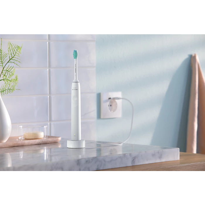 Ел. четка за зъби Philips Sonicare Seria 2100 HX3651/13, 31,000 движения/минута, Quadpacer и SmarTimer, Ергономичен тънък дизайн, 1 накрайник на четката, Бял