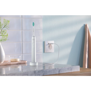 Ел. четка за зъби Philips Sonicare Seria 2100 HX3651/13, 31,000 движения/минута, Quadpacer и SmarTimer, Ергономичен тънък дизайн, 1 накрайник на четката, Бял