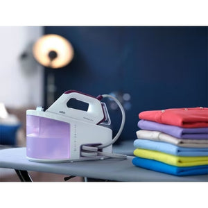 Steam generator Braun CareStyle 3 Pro IS3155VI, 2400W, 6.5 bar, Variable steam 125 g/min, Steam jet 430 g/min, Tank 2 l, EloxalPlus plate, FreeGlide 3D technology, White/Violet