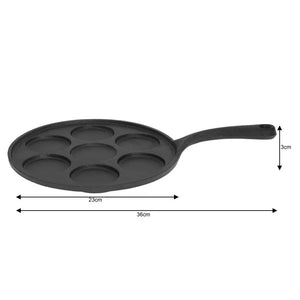 Pan for mini pancakes KingHoff 1263, 23 cm, 7 compartments, Cast iron, Black