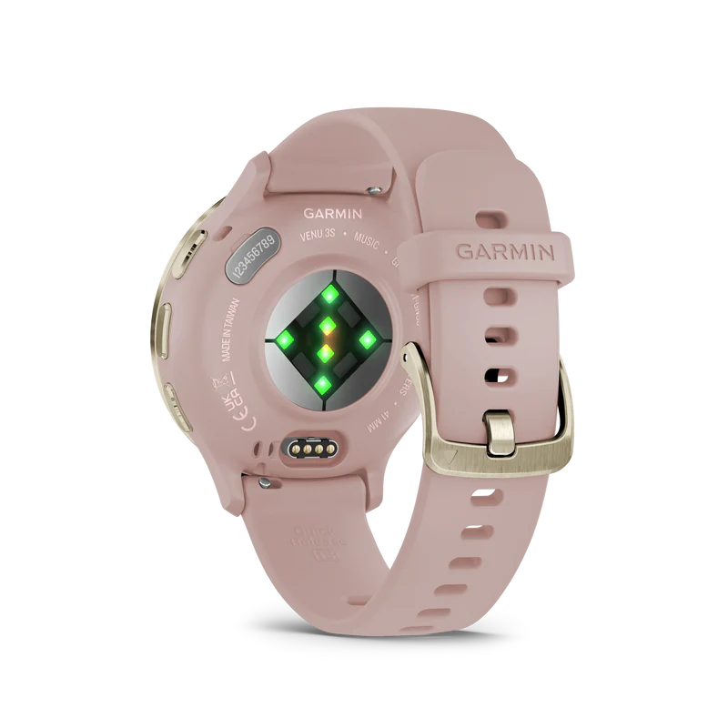 Смарт часовник Garmin Venu 3S, GPS, Wi-Fi, силиконова каишка, Pink Dawn/Soft Gold