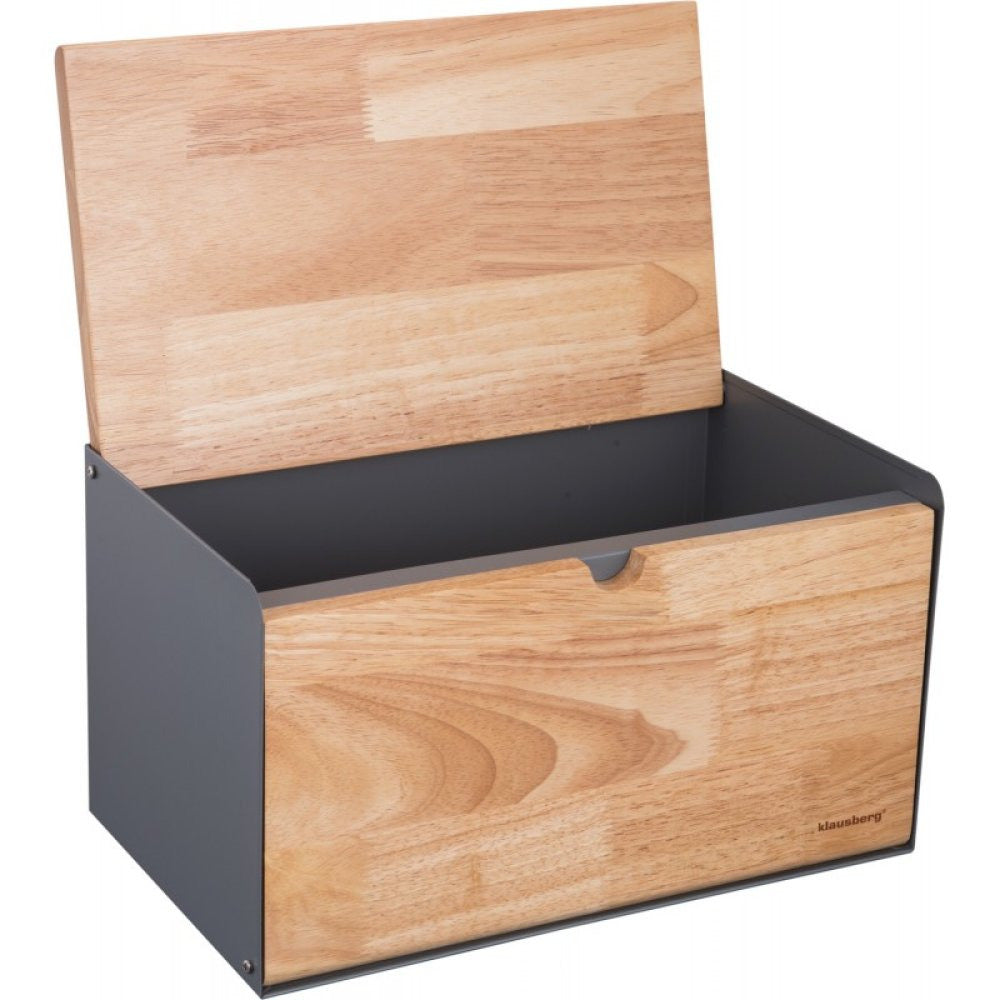 Bread box KLAUSBERG, 7395, Metal, Bamboo, Grey